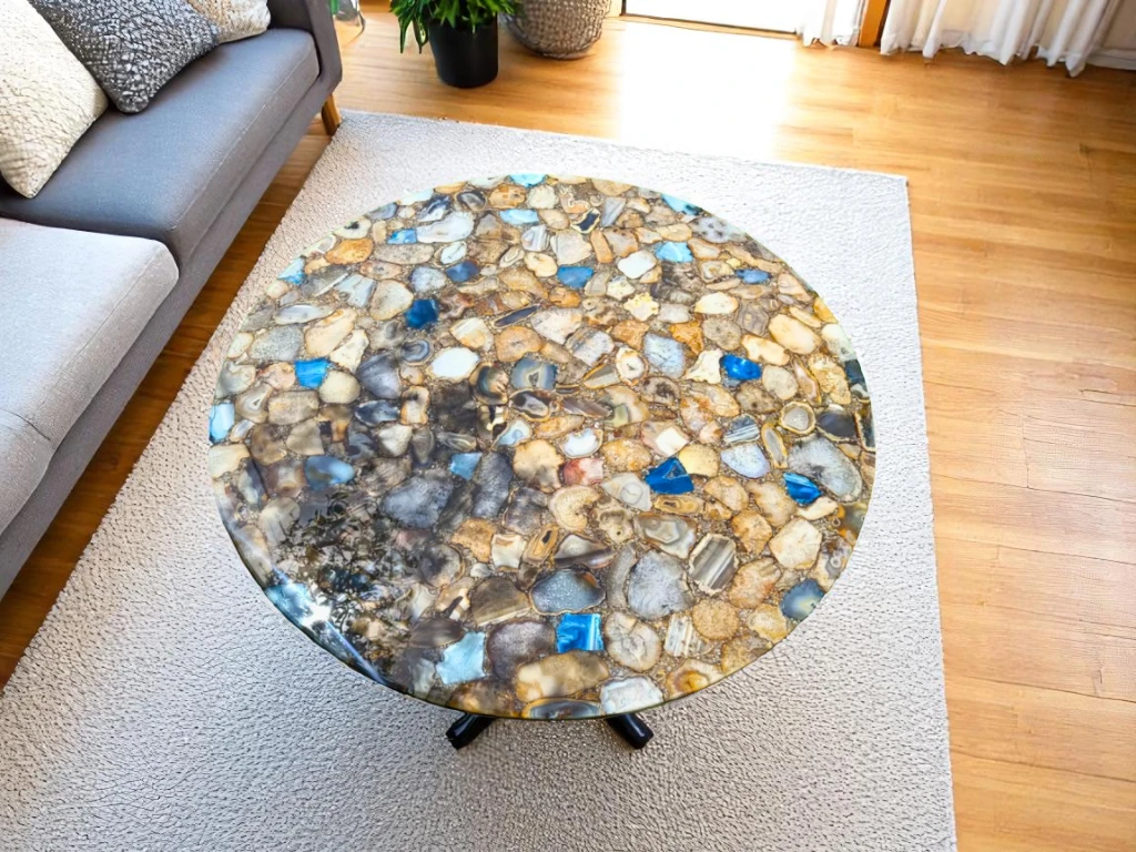 Stunning Round Agate Coffee Table Centerpiece